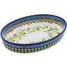 Polish Pottery Oval Baker 12&quot; Cucumber Patch