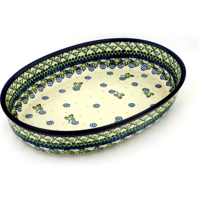 Polish Pottery Oval Baker 14&quot; Blackberry Vines