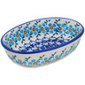 Polish Pottery Oval Baker 7&quot; Blue Chain UNIKAT