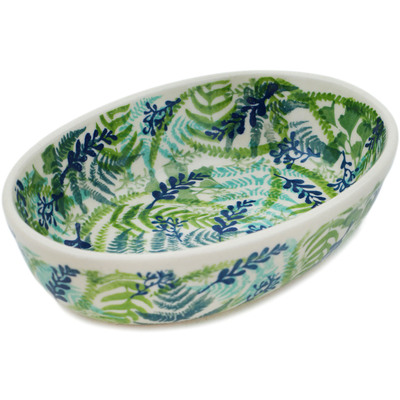 Polish Pottery Oval Baker 7&quot; Fern Frenzy UNIKAT