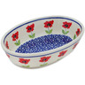 Polish Pottery Oval Baker 7&quot; Wind-blown Poppies