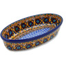 Polish Pottery Oval Baker 8&quot; Brown Mardi Gras UNIKAT