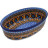 Polish Pottery Oval Baker 8&quot; Brown Mardi Gras UNIKAT