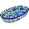 Polish Pottery Oval Baker 8&quot; Fields Of Blue UNIKAT