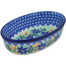 Polish Pottery Oval Baker 8&quot; Midnight Lilies UNIKAT