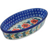 Polish Pottery Oval Baker 8&quot; Orange Wreath UNIKAT