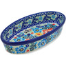 Polish Pottery Oval Baker 8&quot; Red Floral Delight UNIKAT