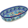 Polish Pottery Oval Baker 8&quot; Red Floral Delight UNIKAT