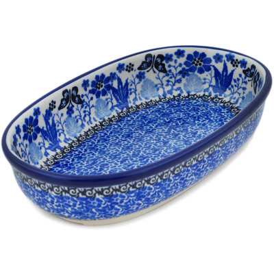 Polish Pottery Oval Baker 8&quot; Royal Garden UNIKAT