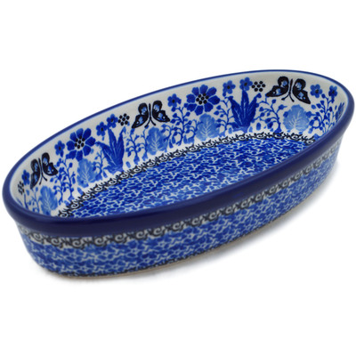 Polish Pottery Oval Baker 8&quot; Royal Garden UNIKAT