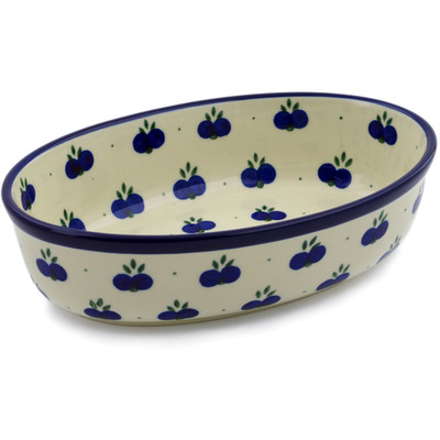 Polish Pottery Oval Baker 8&quot; Wild Blueberry
