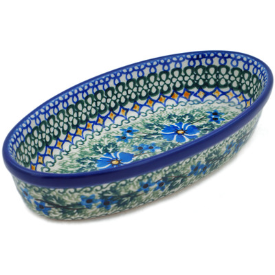 Polish Pottery Oval Baker 8&quot; Wild Diamonds UNIKAT