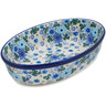 Polish Pottery Oval Baker 9&quot; Soft Starry Flowers UNIKAT