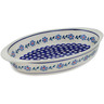 Polish Pottery Oval Baker with Handles 13&quot; Peacock Forget-me-not