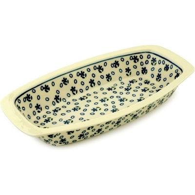 Polish Pottery Oval Baker with Handles 14&quot; Daisy Sprinkles