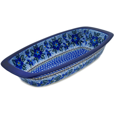 Polish Pottery Oval Baker with Handles 14&quot; Starflower Delight UNIKAT