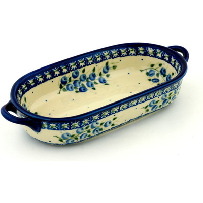 Polish Pottery Oval Baker with Handles 9&quot;