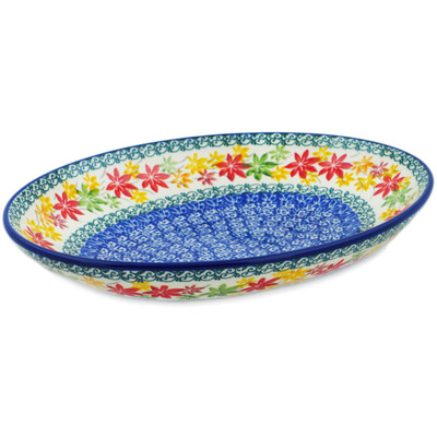 Polish Pottery Oval Bowl 10&quot; Fall Vibes