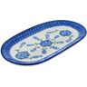 Polish Pottery Oval Platter 10&quot; Blue Poppies