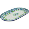 Polish Pottery Oval Platter 10&quot; Green Flora