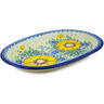 Polish Pottery Oval Platter 11&quot; Bright Blooms