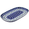 Polish Pottery Oval Platter 11&quot; Peacock Forget-me-not