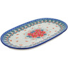 Polish Pottery Oval Platter 11&quot; Pink Forget Me Not UNIKAT