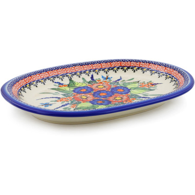 Polish Pottery Oval Platter 11&quot; Spring Splendor