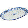 Polish Pottery Oval Platter 12&quot; Blue Spring