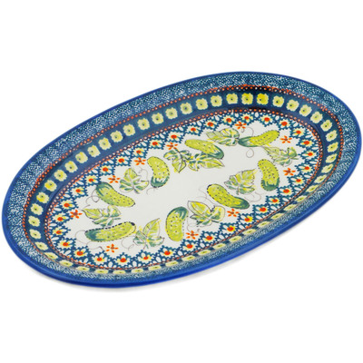 Polish Pottery Oval Platter 12&quot; Cucumber Patch