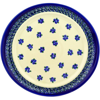Polish Pottery Oval Platter 12&quot; Forget Me Not Dots