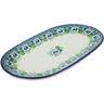 Polish Pottery Oval Platter 12&quot; Green Flora