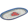 Polish Pottery Oval Platter 12&quot; Pink Forget Me Not UNIKAT