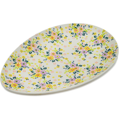 Polish Pottery Oval Platter 13&quot; Springtime Serenade