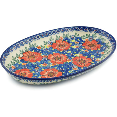 Polish Pottery Oval Platter 14&quot; Bold Sights UNIKAT