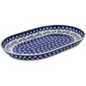 Polish Pottery Oval Platter 15&quot; Peacock Forget-me-not