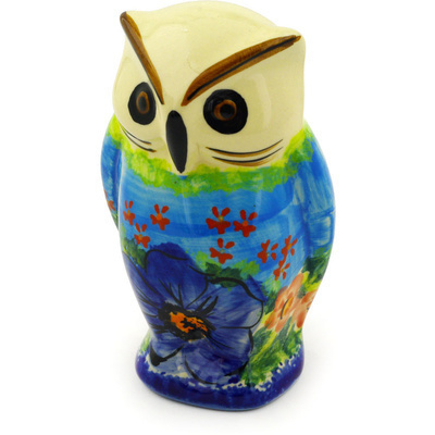 Polish Pottery Owl Figurine 4&quot; Blooming Beauties UNIKAT