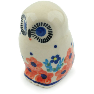 Polish Pottery Owl Figurine 4&quot; Flower Star