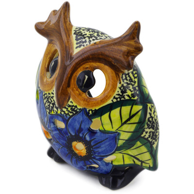 Polish Pottery Owl Figurine 4&quot; Midnight Glow UNIKAT