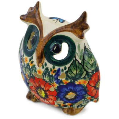 Polish Pottery Owl Figurine 4&quot; Peeking Yellows UNIKAT