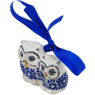 Polish Pottery Owl Ornament 2 oz Wind-blown Poppies