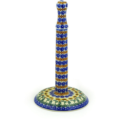 Polish Pottery Paper Towel Stand 13&quot; Autumn Sunflowers