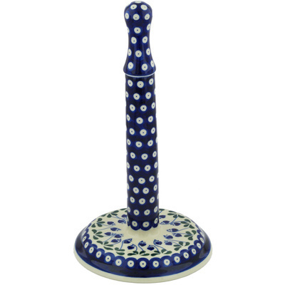 Polish Pottery Paper Towel Stand 13&quot; Bleeding Heart Peacock