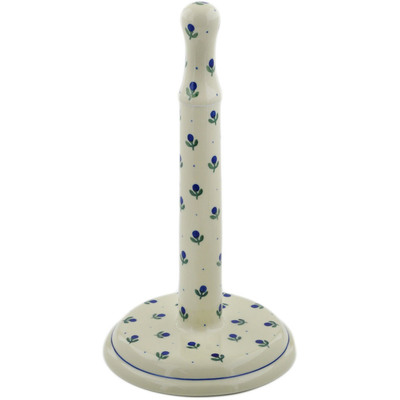Polish Pottery Paper Towel Stand 13&quot; Blue Buds