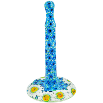 Polish Pottery Paper Towel Stand 13&quot; Pansies And Daisies UNIKAT