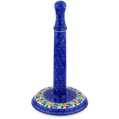 Polish Pottery Paper Towel Stand 13&quot; Roses And Wildflowers
