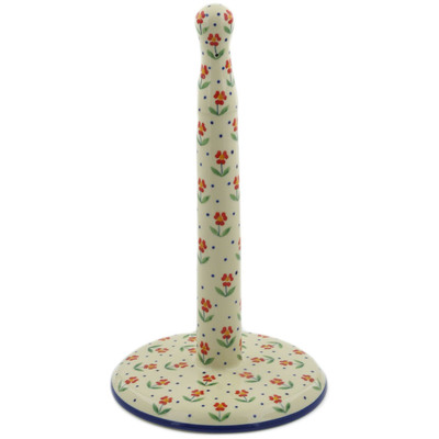 Polish Pottery Paper Towel Stand 14&quot; Red Primrose