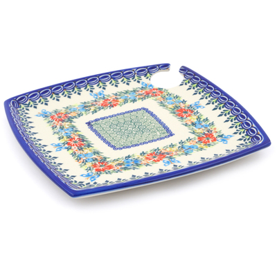 Polish Pottery Party Plate 9&quot; Ring Of Flowers UNIKAT