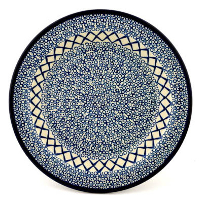 Polish Pottery Pasta Bowl 10&quot; Blue Harmony