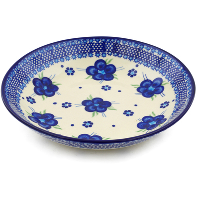 Polish Pottery Pasta Bowl 8&quot; Bleu-belle Fleur